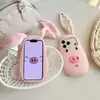 Orelhas de Pelúcia Fofo Cabeça Grande de Porco Iphone17 Apple 16 Adequado para Capa de Celular 14/15Pro Max Anti-Queda 13