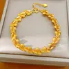 Pulseira banhada a ouro 24k real com zircônia, formato de coração escovado, pulseira de luxo leve de nicho de alta qualidade, joia feminina requintada e elegante