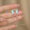 Pendientes Originales de Plata de Ley S925 con Borla y Mariposa Luminosa para Mujer, Diseño Fresco y de Moda, Pendientes de Lazo Estilo Bosque