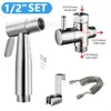 Conjunto de pistola de spray para vaso sanitário de aço inoxidável transfronteiriço, torneira de bidê, bico de aumento de pressão, pistola de spray para vaso sanitário, chuveiro