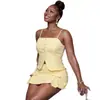 Ropa de mujer de estilo europeo y americano, color liso, simple y elegante, conjunto de falda de color liso ajustado, conjunto sexy de dos piezas sin mangas y sin tirantes, hombros descubiertos