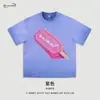 Camiseta de Manga Curta de Algodão Puro Lavado Pesado Americano Street Transfronteiriço para Homens e Mulheres, Top Versátil Solto de Gola Redonda Tendência