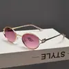 Gafas de Sol Redondas Estilo Hong Kong 2025 Nuevas Rosadas Degradadas para Mujer con Rostros Pequeños, Gafas de Sol de Moda con Forma Cóncava para Fotos, Protección UV