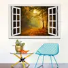 Cenário Florestal: Adesivos de Janela Falsa Criativos Populares com Efeito 3D para Decoração de Sala de Estar e Quarto de Casa Adesivos de Parede