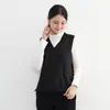 Suéter Feminino de Malha Gola V Solto Sem Mangas Japonês e Coreano Outono e Inverno Novo Suéter Básico Colete Suéter Cor Sólida Colete Suéter para Cintura