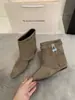 Calças de bota para aumentar a altura mulheres 2026 moda novo outono botas curtas bico quadrado fivela couro sola macia versátil emagrecedor botas western