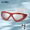 Gafas de Natación de Silicona, Marco Grande Electroplateado de Alta Definición, Antivaho, Impermeables, con Tapones para los Oídos Integrados, Gafas de Natación Unisex