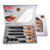 Conjunto de Facas Cabeça Galvanizada Coberta com Grão de Madeira Conjunto de Seis Peças Aço Inoxidável Utensílios de Cozinha Faca Conjunto de Presente Transfronteiriço