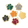 Liga Colorida Pingente de Pegada de Cachorro com Gotejamento de Óleo Tag de Gato com Glitter Pingente de Joia de Garra de Urso Feito à Mão DIY