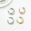 Aretes Elegantes de Metal Exagerados Coreanos para Mujer Nuevos Aguja de Plata S925 en Forma de C Adelgazantes Multicapa Combinan con Todo Moda Aretes de Tendencia