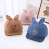 Gorra de Felpa para Bebé de 2 Años, Cálida, Plegable, con Orejas de Conejo y Cara Sonriente, Gorra Plana de Ala Suave para Niños, Otoño Temprano