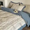 Nuevo juego de ropa de cama de cuatro piezas de algodón A-class, con borde ancho, engrosado, estampado y cepillado