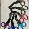 Tesoura de Ferramenta Portátil para Exterior para Cortar Gaze, 14,5 cm, Cabo Escurecido, Cabeça Curva, Bandagem de Acampamento