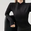 Chaqueta de Fitness de Terciopelo Cálido Plus para Mujer, Cuello Alto, Cremallera, Adelgazante, Manga Larga, Ropa Deportiva, Ropa de Yoga