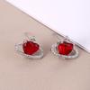 Aretes Transfronterizos de Amazon de Cobre con Incrustaciones de Zirconia Corazón Planeta Pequeño Universo Moda Personalidad Nicho Venta al por Mayor Cristal