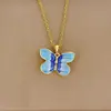 Colar Borboleta Colorido Fresco de Verão Estilo Coreano Moda Simples Corrente para Clavícula de Aço de Titânio Acessórios Femininos de Verão