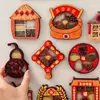 Pegatinas magnéticas para refrigerador, con un diseño de cosechas abundantes, adecuadas para decoraciones de inauguración de casa, con un patrón creativo de veta de madera, motivos de alimentos y un diseño de calabaza estilo chino. Fabricante de imanes para refrigerador