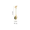 Colher de folha criativa Aço inoxidável Colher de café Nordic Simples Mixing Spoon Golden Stainless Steel Spoon European Small Spoon Garfo