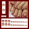 Vermelho Levemente Bêbado Minimalista Estilo Moda Francesa para Meninas, Valoriza e Versátil, Estilo Ins Europeu e Americano, Unhas dos Pés Removíveis, 24 Peças
