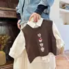 Chaleco de Punto Beige Estilo Coreano para Niños y Niñas Primavera 2025 Nuevo Chaleco Suéter de Dibujos Animados Nuevo para Bebé Niña