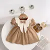 Vestido de estilo académico coreano para niñas pequeñas, moda de primavera y otoño, vestido retro de princesa para bebés