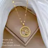 Acero de TitanioAnillo RedondoCiervo de la SuerteLujo LigeroTemperamentoMagníficoCollar de Diamantes Completos Cadena para Clavícula Versátil para MujerCadena de Acero de Titanio