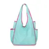 Bolsa de compras plegable ecológica, poliéster, gran capacidad, color liso, bolsa de mano ecológica, bolsa portátil para la compra para supermercados, plegable