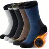 Calcetines Populares de Talla Grande Transfronterizos para Hombre en Otoño e Invierno Calcetines Gruesos de Lana Calcetines Cálidos con Forro de Felpa Calcetines de Cachemira Medias Altas Combinación de Colores
