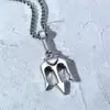Pendente Tridente de Neptuno em Aço Titânio Europeu e Americano Colar Masculino Marca de Moda Europeia e Americana Acessórios de Pingente Simples Joias