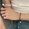 Pulsera de Ónice Negro Estilo Mismo que la Blogger Ins S925 Plata de Ley Joyería Simple de Perla Shijia Apilable para Mujeres
