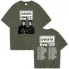 Camiseta Unisex Casual Oasis Live 25 Tour 2026 Cuello Redondo Manga Corta Unisex Estilo Urbano de los 2000