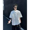 Camiseta com Rebite de Ombreira Masculina Verão Design de Nicho Cleanfit Top American High Street Retrô Pesado Manga Curta