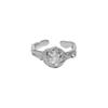 Anillo abierto de plata de ley S925 para mujer, estilo coreano, diseño de nicho con microincrustaciones irregulares de circonitas.