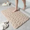 Alfombrillas de Suelo con Relieve de Piedra para Uso Doméstico, Felpudos de Algodón Elástico y Coral, Alfombrillas Absorbentes para Pies de Baño, Venta al por Mayor Transfronteriza