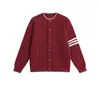 Cardigan Suéter Tricô Simples Americano Transfronteiriço Masculino e Feminino Roupa de Casal Gola Redonda Suéter Listrado Jaqueta Casual de Alta Qualidade
