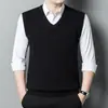 Chaleco de punto grueso y cálido con cuello en V sin mangas para hombre de mediana edad, chaleco para personas de mediana edad y mayores, prenda interior de punto