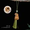 Palo de Sándalo Verde Tallado Hueco Flor de Loto Calabaza Montaña Colgante Accesorio para Teléfono Móvil Llavero Regalo