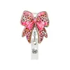 Lazo con purpurina retráctil colorido insignia médica insignia con estampado de leopardo clip retráctil regalo clip acrílico para mujer