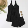 Traje de baño de dos piezas de estilo nuevo europeo y americano Tankini estampado Conservador Adelgazante Sin mangas Amazon Transfronterizo
