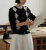 Guarda-Roupa Minimalista Intelectual Miu Para o Trabalho Cardigã Tricô de Lã Acolchoado Top de Outono Feminino