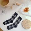 Calcetines rombo calcetines de media caña para mujer ins modernos primavera y otoño Corea del Sur calcetines de felpa Rombo japonés retro Medias marrones británicas