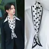 Bufanda de Seda para Mujer 2026 Nuevo Estilo Bufanda para Cuello con Sensación de Lujo, Larga y Rayada para Otoño, Combinable con Camisas, Estilo Coreano, Bufanda Versátil