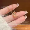 Colar Gelo da Lua Acolchoado Estilo Chanel Versão Alta Coco Essencial para Mulheres, Corrente de Clavícula Banhada a Ouro Rosa 18K