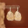 Colgante Pendiente Hebilla Forma de Corazón Pétalo Ginkgo Sombra Hueca Pendientes de Lujo Ligero Estilo de Alta Gama Pendiente con Diseño Retro Accesorios para Pendientes