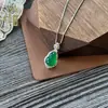 Collar de Cadena para Clavícula de Plata S925 con Colgante de Calcedonia Blanca de Alta Calidad en Forma de Calabaza Incrustado con Ágata de Color Jade para Mujeres, Cadena de Moda Ligera de Lujo para Socialité