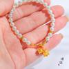 Pulsera de orquídea perla galvanizada con el mismo estilo, de oro de alta retención de color que no se decolora durante mucho tiempo, accesorios de bricolaje de oro arena, collar colgante.