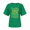 Camiseta Verde Top de São Patrício Trevo Manga Curta Feliz São Patrício Gola Redonda