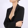 Collar de cadena de clavícula apilada de doble capa con cuentas redondas geométricas simples de estilo europeo y americano, diseño de nicho, cadena de hueso de serpiente, combinable con todo para mujer.
