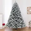 Árvore de Natal flocada, pinheiro nevado branco flocado, feita de PE misturado com PVC, pode ser decorada com luzes, adequada para hotel, shopping e decoração de casa