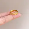 Anillo de Zirconia Diamantada Cepillada Estilo Mid-Century al por Mayor para Mujer, No se Desvanece, Lujo Ligero, Anillo Versátil para Dedo Índice Abierto, Nueva Joyería para Manos